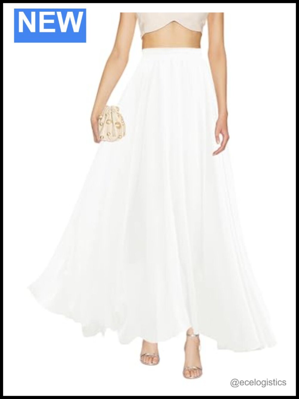 Women's Chiffon Long Maxi Skirt Elastic High Waist